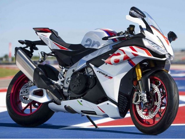 Mejores Carenados Moto Aprilia RSV4 1100 2021-2024 - Blanco Rojo Azul