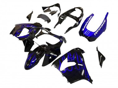 Mejores Carenados Moto Kawasaki ZX9R 2002-2003 - Negro Blanco Azul Llama
