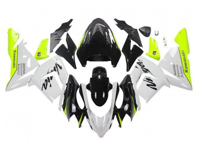 Mejores Carenados Moto Kawasaki ZX10R 2004-2005 - Blanco Negro Neon Amarillo