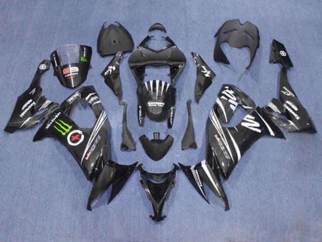 Mejores Carenados Moto Kawasaki ZX10R 2008-2010 - Negro Blanco Verde Monstruo