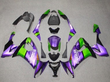 Mejores Carenados Moto Kawasaki ZX10R 2008-2010 - Púrpura Verde Negro Evangelion