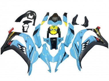 Mejores Carenados Moto Kawasaki ZX10R 2016-2020 - Azul Claro Amarillo Tiburón