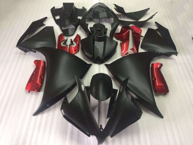 Mejores Carenados Moto Yamaha YZF R1 2012-2014 - Negro Mate Rojo Brillante