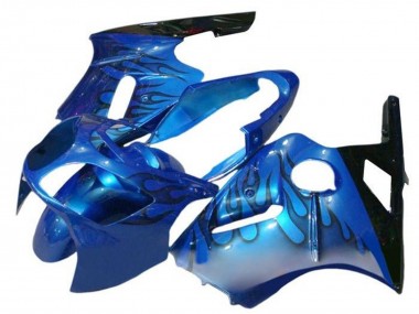 Mejores Carenados Moto Kawasaki ZX12R 2000-2001 - Azul Negro Llama