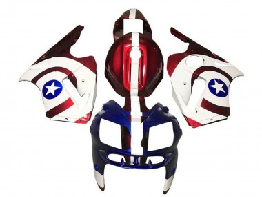 Mejores Carenados Moto Kawasaki ZX12R 2000-2001 - Rojo Caramelo Blanco Azul Captain America