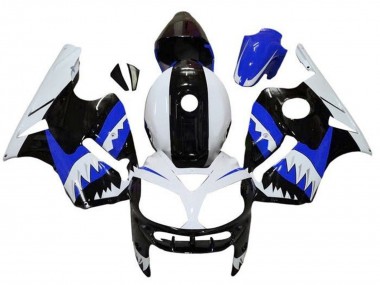 Mejores Carenados Moto Kawasaki ZX12R 2000-2001 - Blanco Negro Azul Tiburón