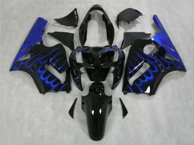 Mejores Carenado Moto Kawasaki ZX12R 2002-2006 - Negro Brillante Azul Llama
