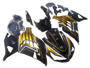 Mejores Carenados Moto Kawasaki ZX14R ZZR1400 2012-2024 - Negro Brillante Oro Raya