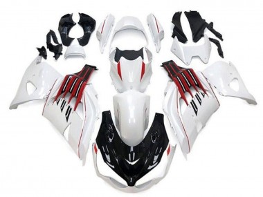 Mejores Carenados Moto Kawasaki ZX14R ZZR1400 2012-2024 - Blanco Negro Rojo Raya