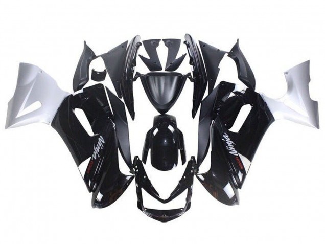 Mejores Carenados Moto Kawasaki Ninja 650 EX650 2006-2008 - Negro Brillante Blanco