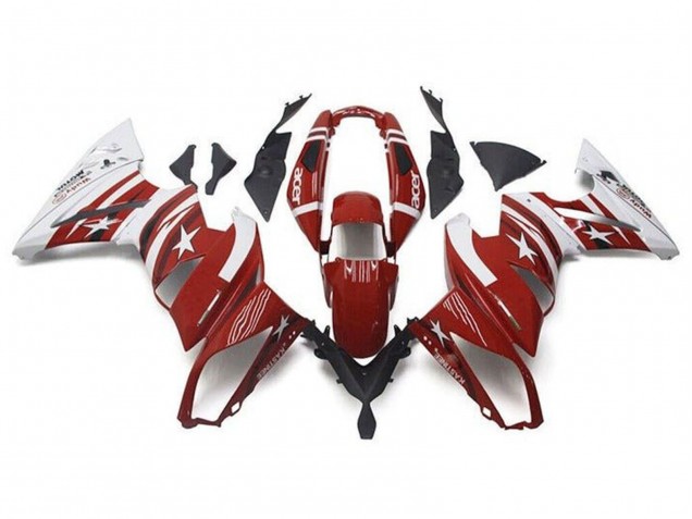 Mejores Carenados Moto Kawasaki Ninja 650 EX650 2009-2011 - Rojo Blanco Estrella Acer