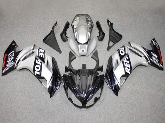 Mejores Carenados Moto Kawasaki Ninja 650 EX650 2012-2016 - Plata Negro Repsol