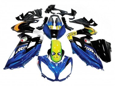 Mejores Carenados Moto Kawasaki Ninja 650 EX650 2012-2016 - Azul Amarillo Tiburón