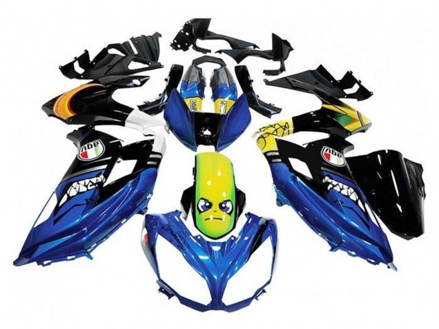 Mejores Carenados Moto Kawasaki Ninja 650 EX650 2012-2016 - Azul Amarillo Tiburón