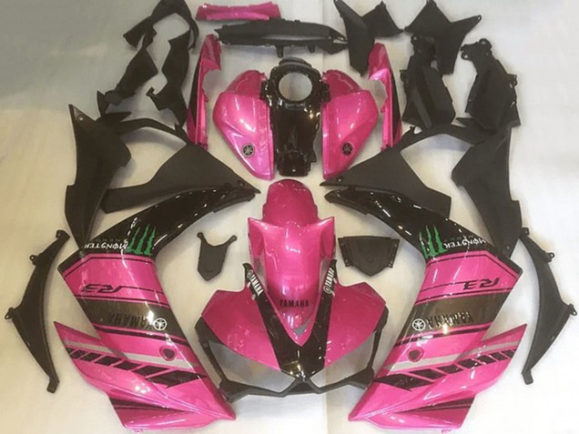 Mejores Carenados Moto Yamaha YZF R3 2015-2018 - Rosa Negro Verde Monstruo