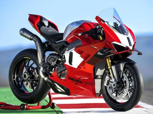 Mejores Carenados Moto Ducati Panigale V4 V4S 2022-2024 - Plata Blanco Rojo Corse
