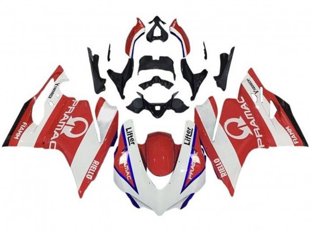 Mejores Carenados Moto Ducati 959/1299 2015-2020 - Blanco Rojo Azul Pramac