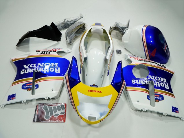 Mejores Carenados Moto Honda CBR1100XX Blackbird 1996-2007 - Blanco Azul Amarillo Rothmans