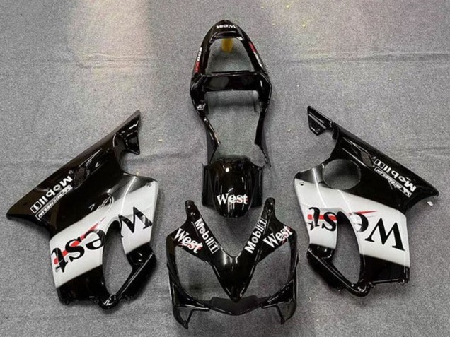 Mejores Carenados Moto Honda CBR600 F4i 2001-2003 - Negro Brillante Blanco West