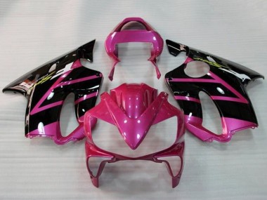 Mejores Carenados Moto Honda CBR600 F4i 2001-2003 - Rosa Negro Brillante Raya