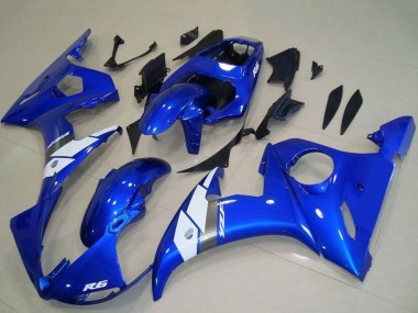 Mejores Carenado Moto Yamaha YZF R6 2003-2004 - Azul Blanco OEM Estilo