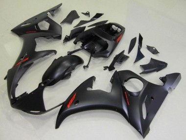 Mejores Carenados Moto Yamaha YZF R6 2003-2004 - Negro Mate Rojo Calcomanías