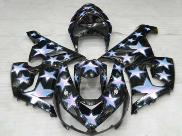 Mejores Carenados Moto Kawasaki ZX6R 2005-2006 - Negro Azul Blanco Estrella