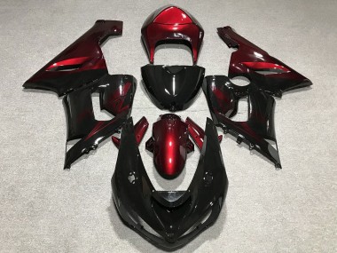 Mejores Carenados Moto Kawasaki ZX6R 2005-2006 - Rojo Negro Brillante