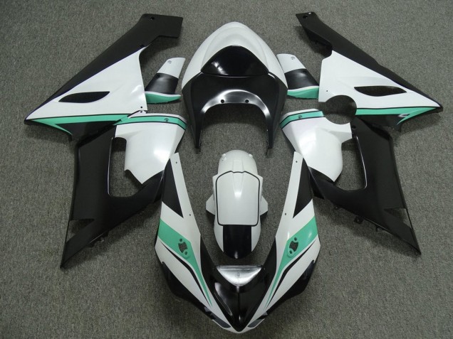 Mejores Carenados Moto Kawasaki ZX6R 2005-2006 - Blanco Negro Verde