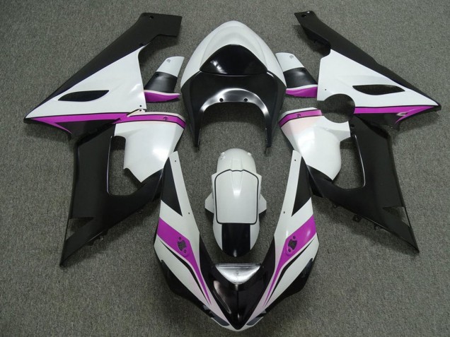 Mejores Carenados Moto Kawasaki ZX6R 2005-2006 - Blanco Negro Rosa