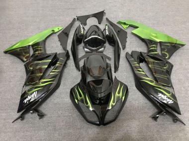 Mejores Carenados Moto Kawasaki ZX6R 2007-2008 - Negro Verde Claro Llama