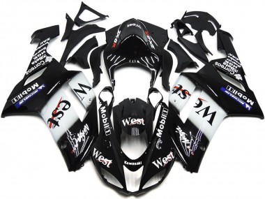 Mejores Carenados Moto Kawasaki ZX6R 2007-2008 - Negro Blanco West Mobil