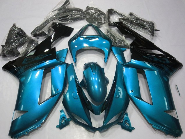 Mejores Carenados Moto Kawasaki ZX6R 2007-2008 - Azul Claro Negro