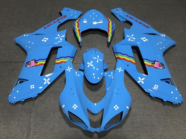Mejores Carenados Moto Kawasaki ZX6R 2007-2008 - Azul Claro Arcoíris