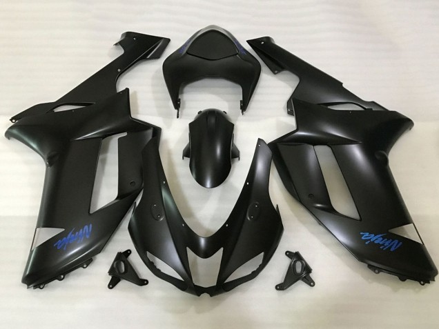 Mejores Carenados Moto Kawasaki ZX6R 2007-2008 - Negro Mate Azul Ninja