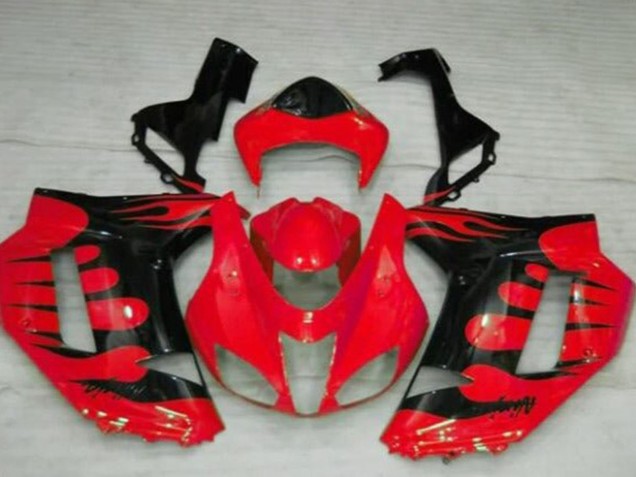 Mejores Carenados Moto Kawasaki ZX6R 2007-2008 - Rojo Negro Llama
