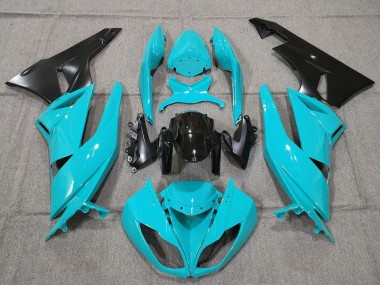 Mejores Carenados Moto Kawasaki ZX6R 2007-2008 - Turquesa Azul Negro Negro Mate