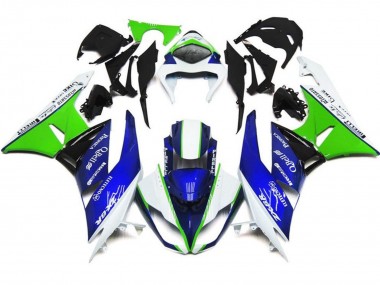 Mejores Carenados Moto Kawasaki ZX6R 2007-2008 - Blanco Azul Verde Negro