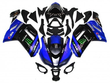 Mejores Carenados Moto Kawasaki ZX6R 2007-2008 - Azul Negro Verde Monstruo