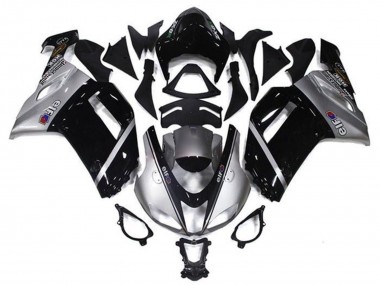 Mejores Carenados Moto Kawasaki ZX6R 2007-2008 - Plata Negro Elf