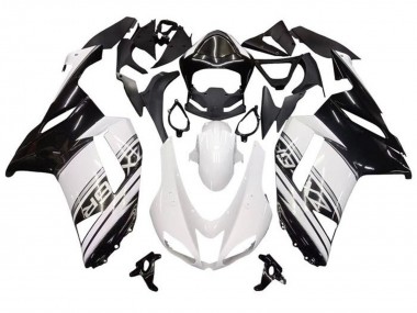Mejores Carenados Moto Kawasaki ZX6R 2007-2008 - Blanco Negro Plata Raya