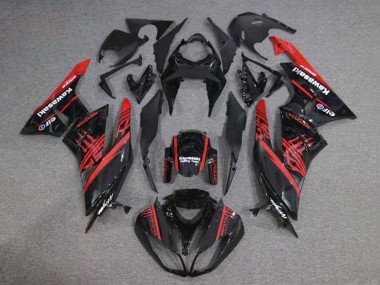 Mejores Carenados Moto Kawasaki ZX6R 2009-2012 - Negro Brillante Rojo Monstruo