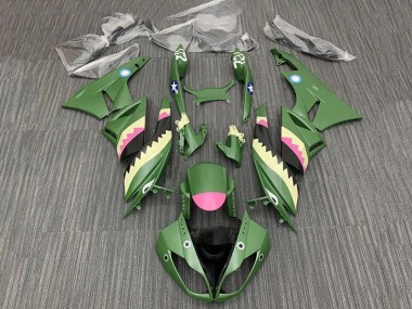 Mejores Carenados Moto Kawasaki ZX6R 2009-2012 - Amarillo Rosa Verde Mate Tiburón