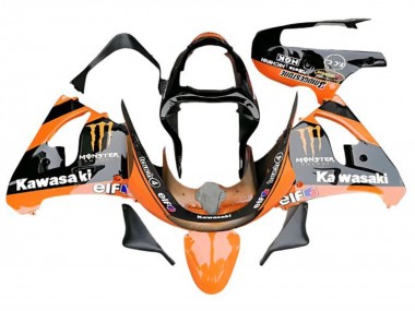 Mejores Carenados Moto Kawasaki ZX6R 2009-2012 - Naranja Negro Brillante Elf Monstruo