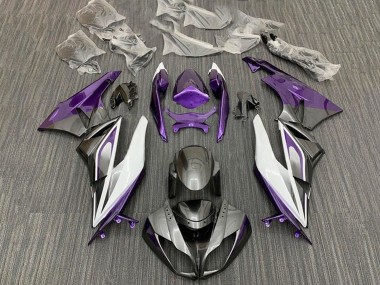 Mejores Carenados Moto Kawasaki ZX6R 2009-2012 - Púrpura Blanco Plata Negro