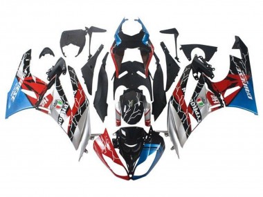 Mejores Carenados Moto Kawasaki ZX6R 2009-2012 - Azul Rojo Negro Brillante Plata