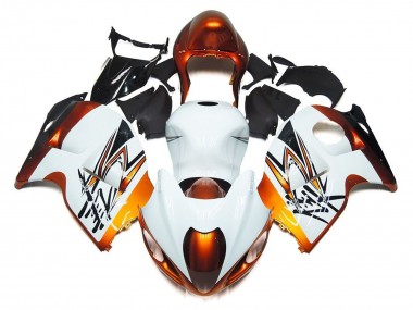 Mejores Carenados Moto Suzuki GSXR 1300 Hayabusa 1996-2007 - Blanco Naranja Negro