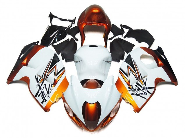 Mejores Carenados Moto Suzuki GSXR 1300 Hayabusa 1996-2007 - Blanco Naranja Negro