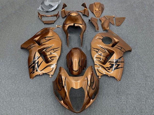 Mejores Carenados Moto Suzuki GSXR 1300 Hayabusa 1996-2007 - Brown Bronze Negro Llama
