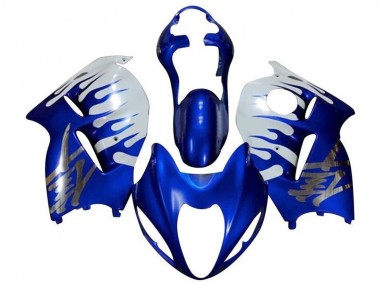 Mejores Carenados Moto Suzuki GSXR 1300 Hayabusa 1996-2007 - Blanco Azul Chrome Llama